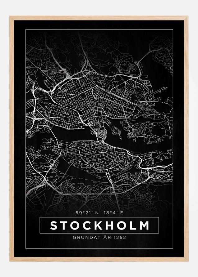 Map - Stockholm - Black Poster