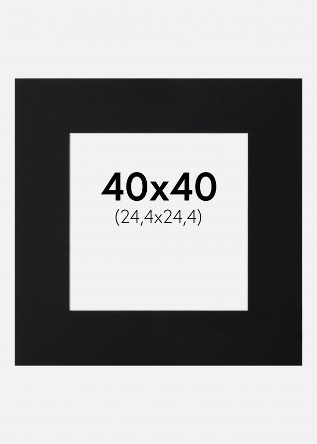 Passepartout Schwarz Standard (weißer Kern) 40x40 cm (24,4x24,4)