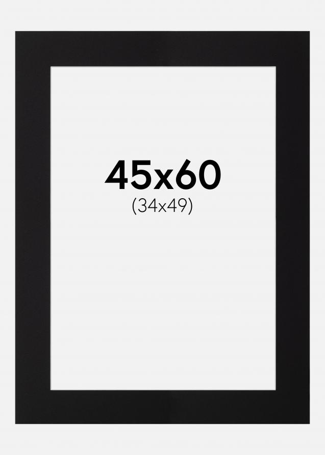 Passepartout Schwarz Standard (weißer Kern) 45x60 cm (34x49)