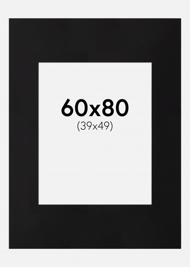 Passepartout XL Schwarz (Weiß Kern) 60x80 cm (39x49)