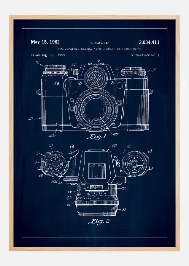 Patentzeichnung - Kamera I - Blau Poster