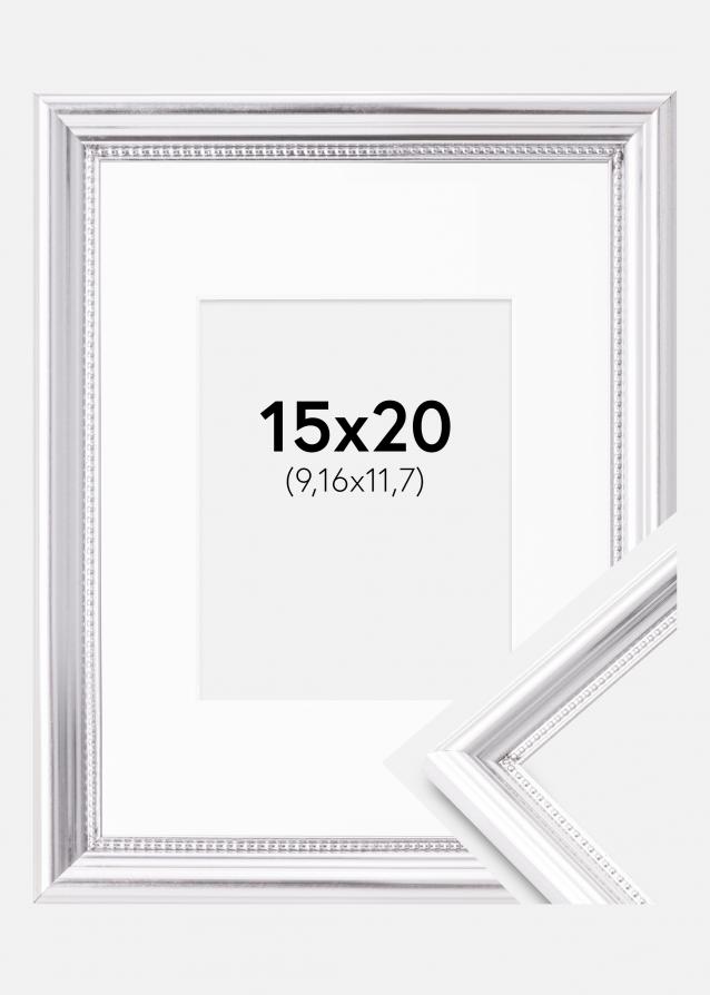 Rahmen Gala Silber 15x20 cm - Passepartout Weiß 4x5 inches