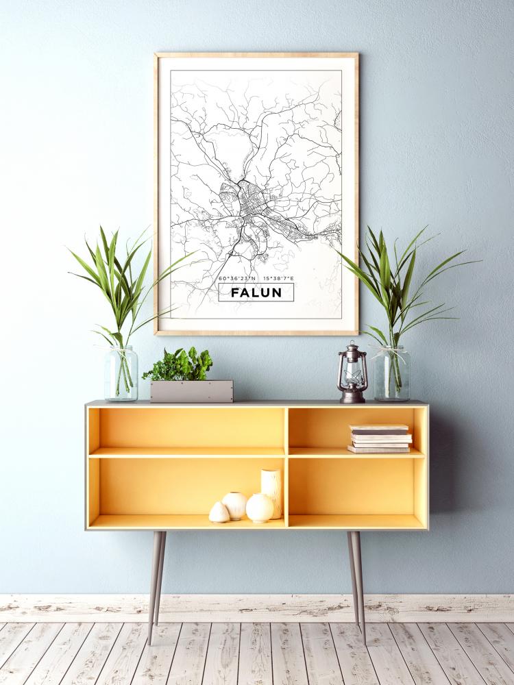 Map - Falun - White Poster