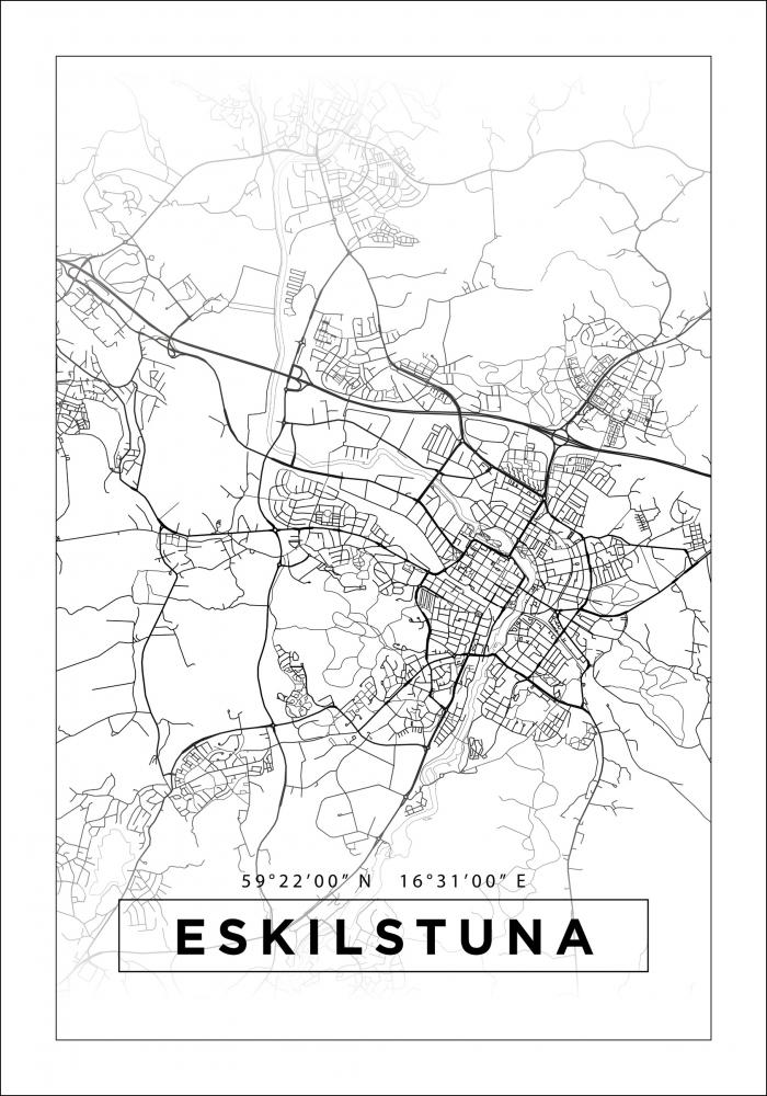 Map - Eskilstuna - White Poster