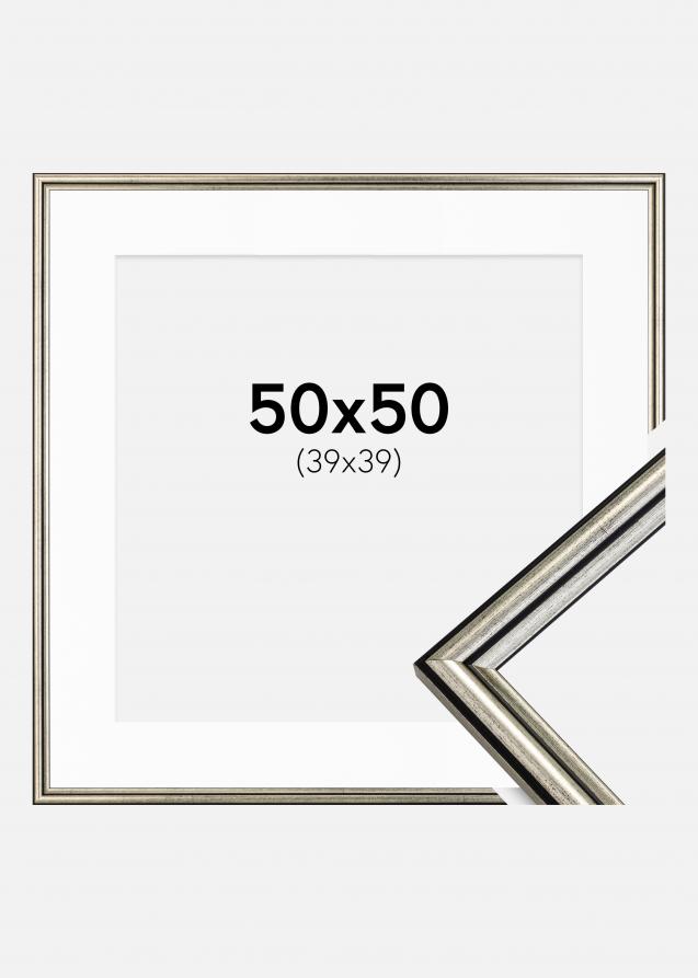 Rahmen Horndal Silber 50x50 cm - Passepartout Weiß 40x40 cm