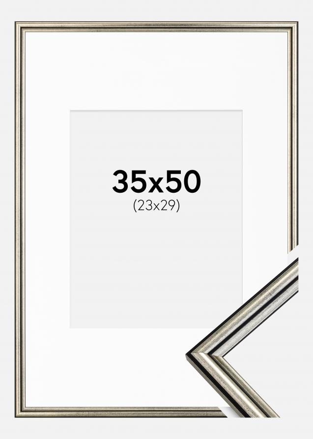 Rahmen Horndal Silber 35x50 cm - Passepartout Weiß 24x30 cm