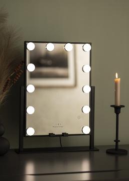KAILA Kosmetikspiegel Hollywood 12 mit kabellosem Ladegert Schwarz 30x41 cm