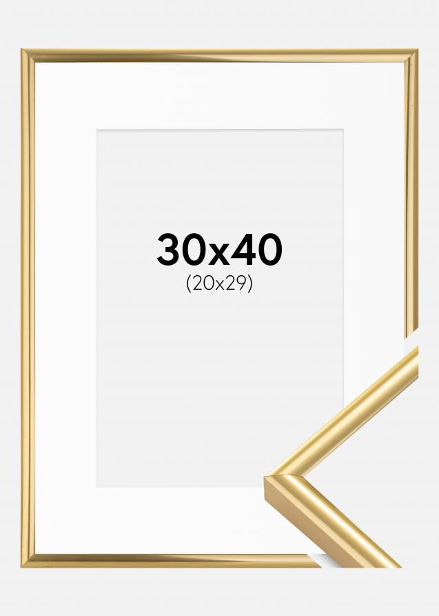 Rahmen Victoria Gold 30x40 cm - Passepartout Weiß 21x30 cm