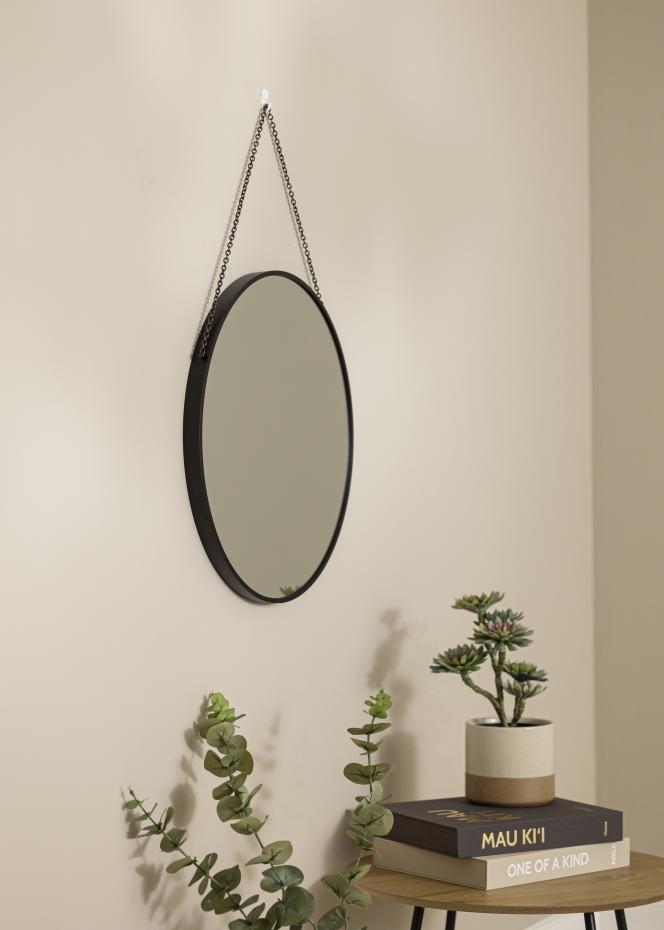 Runder Spiegel Modern Deep Schwarz 51 cm 
