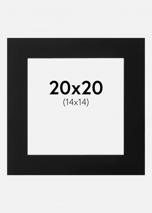Passepartout Schwarz (schwarzer Kern) 20x20 cm (14x14)