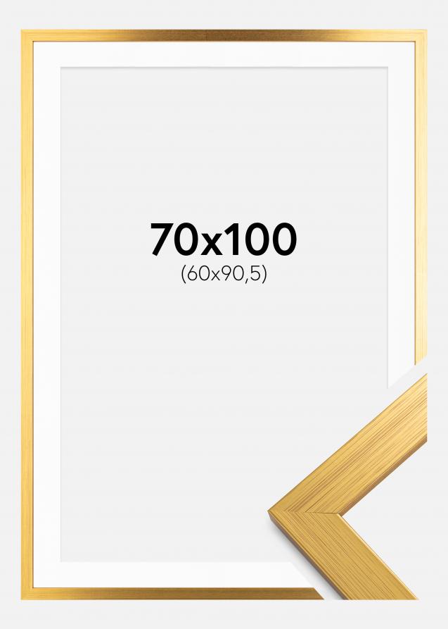 Rahmen Gold Wood 70x100 cm - Passepartout Weiß 61x91,5 cm