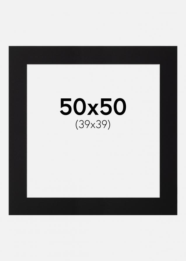 Passepartout Schwarz Standard (weißer Kern) 50x50 cm (39x39)