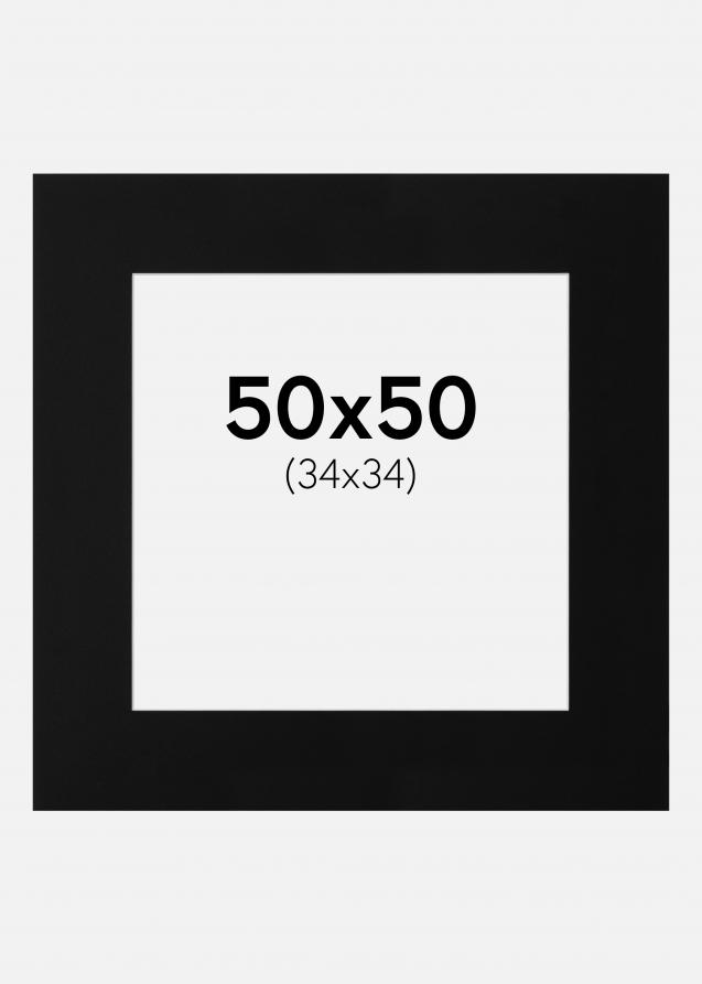 Passepartout Schwarz Standard (weißer Kern) 50x50 cm (34x34)