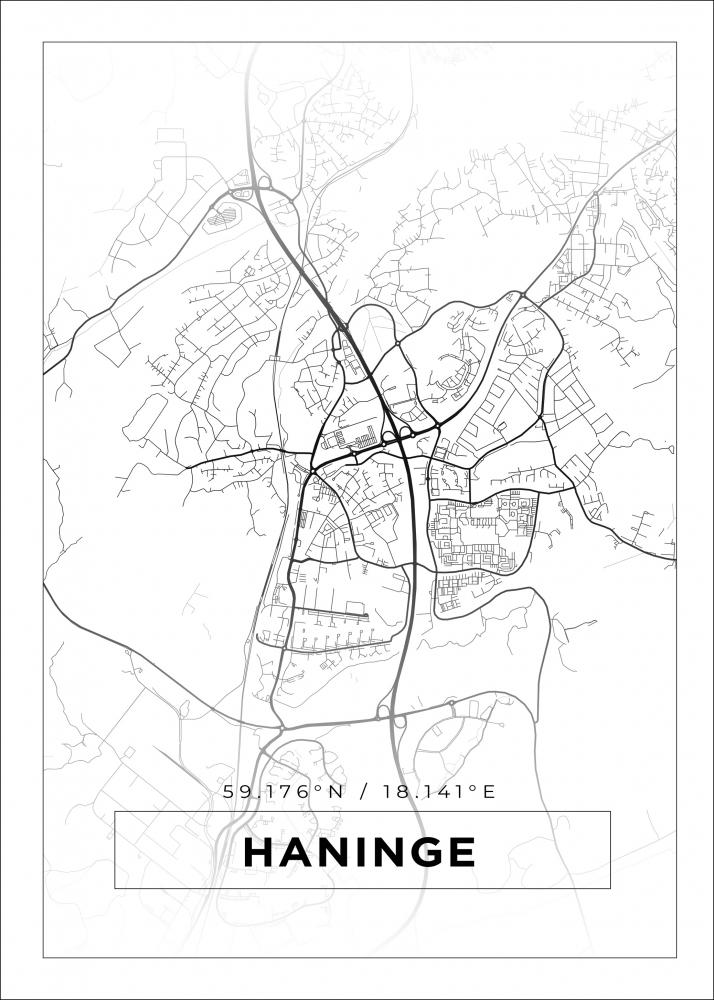 Map - Haninge - White Poster