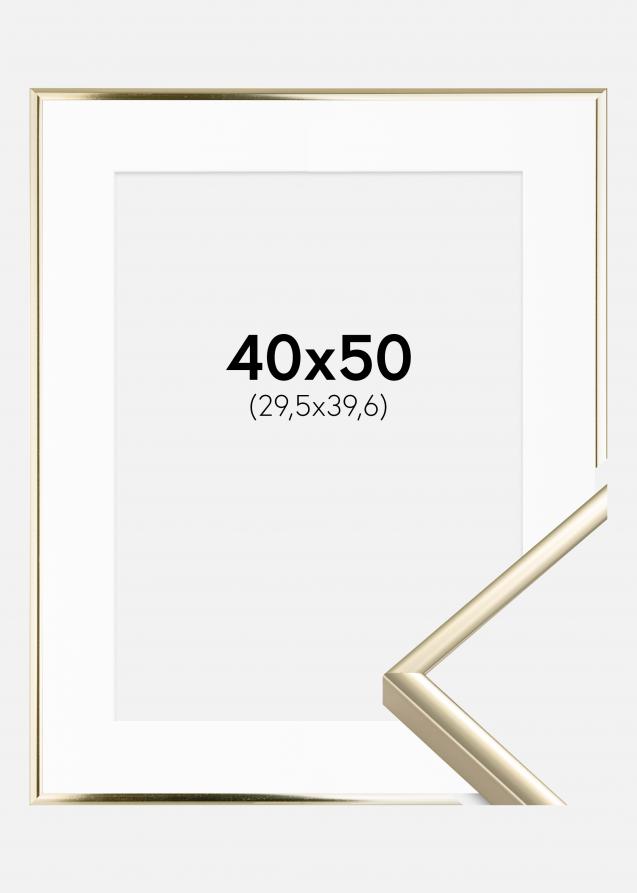 Rahmen Aluminium Gold glänzend 40x50 cm - Passepartout Weiß 12x16 inches