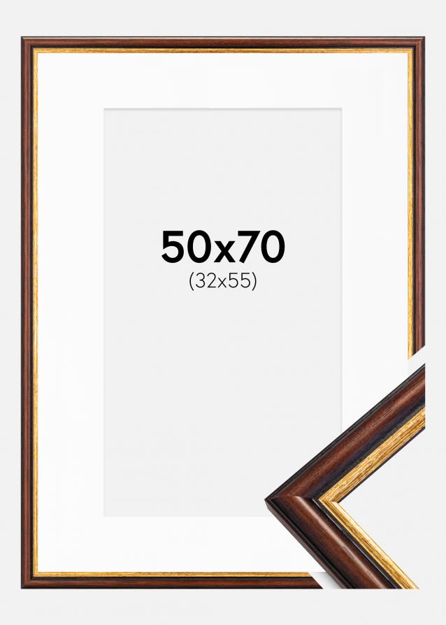 Rahmen Siljan Braun 50x70 cm - Passepartout Weiß 33x56 cm