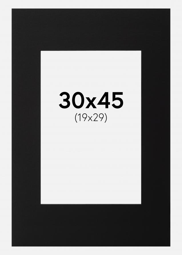 Passepartout Schwarz (schwarzer Kern) 30x45 cm (19x29)