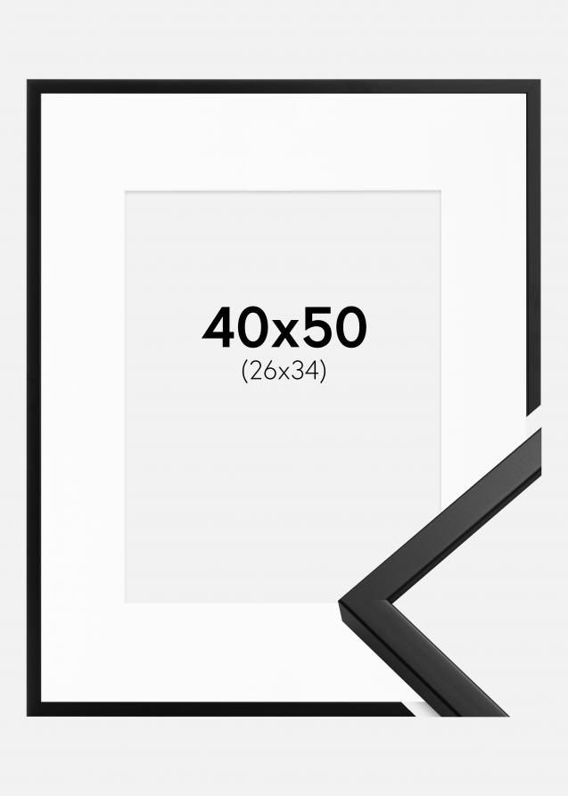 Rahmen Oslo Schwarz 40x50 cm - Passepartout Weiß 27x35 cm