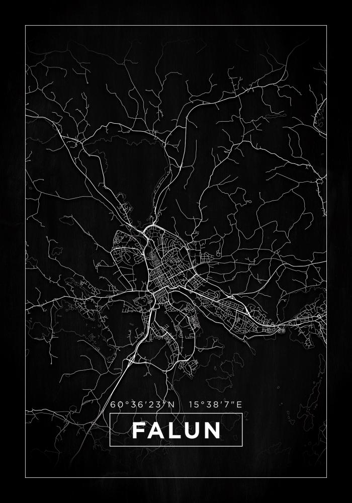 Map - Falun - Black Poster