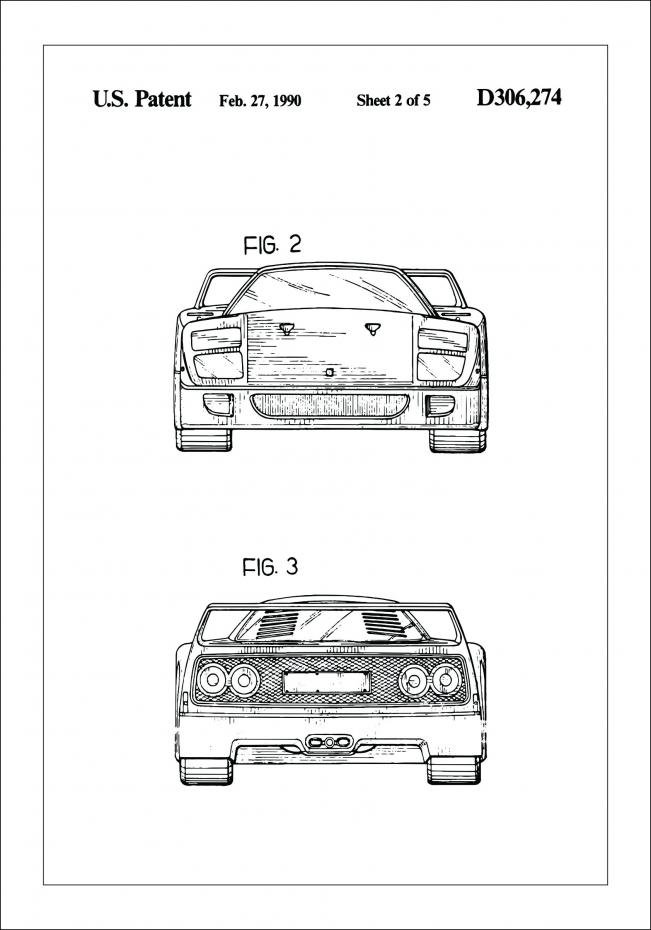 Patentzeichnung - Ferrari F40 III Poster