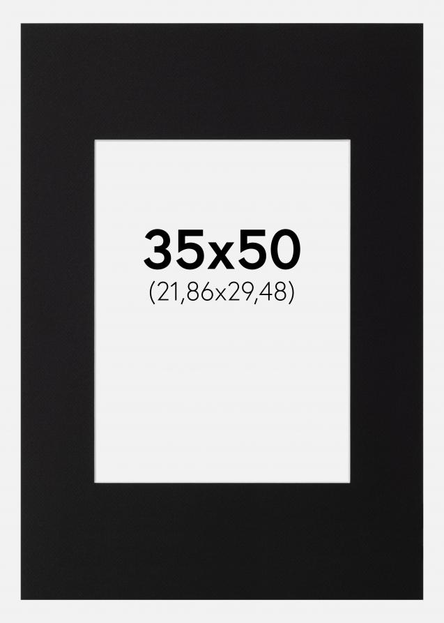 Passepartout Schwarz Standard (weißer Kern) 35x50 cm (21,86x29,48)