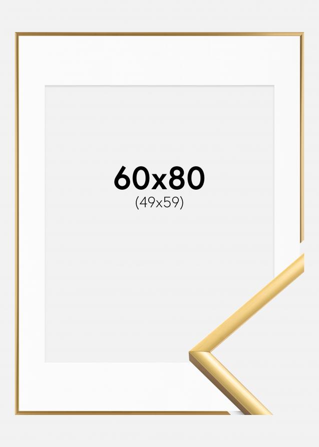 Rahmen New Lifestyle Shiny Gold 60x80 cm - Passepartout Weiß 50x60 cm