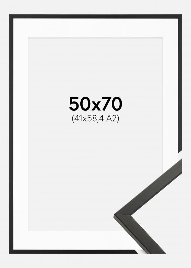 Rahmen Galant Schwarz 50x70 cm - Passepartout Weiß 42x59,4 cm