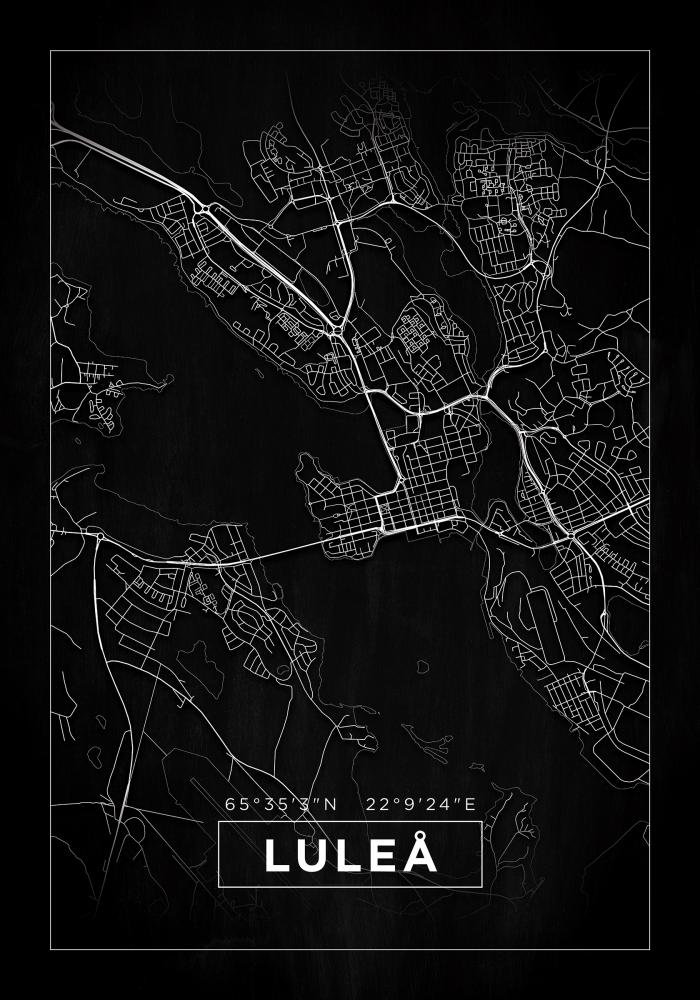 Map - Lule - Black Poster