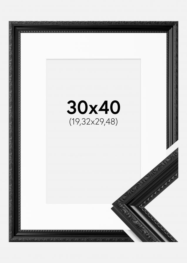 Rahmen Abisko Schwarz 30x40 cm - Passepartout Weiß 8x12 inches