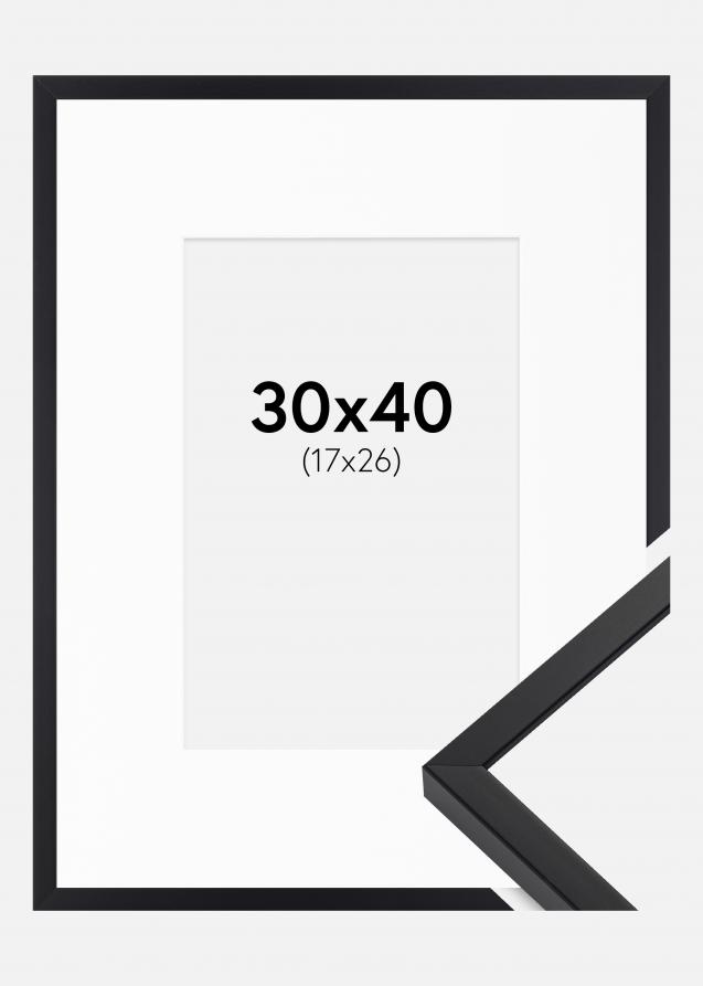 Rahmen E-Line Schwarz 30x40 cm - Passepartout Weiß 18x27 cm