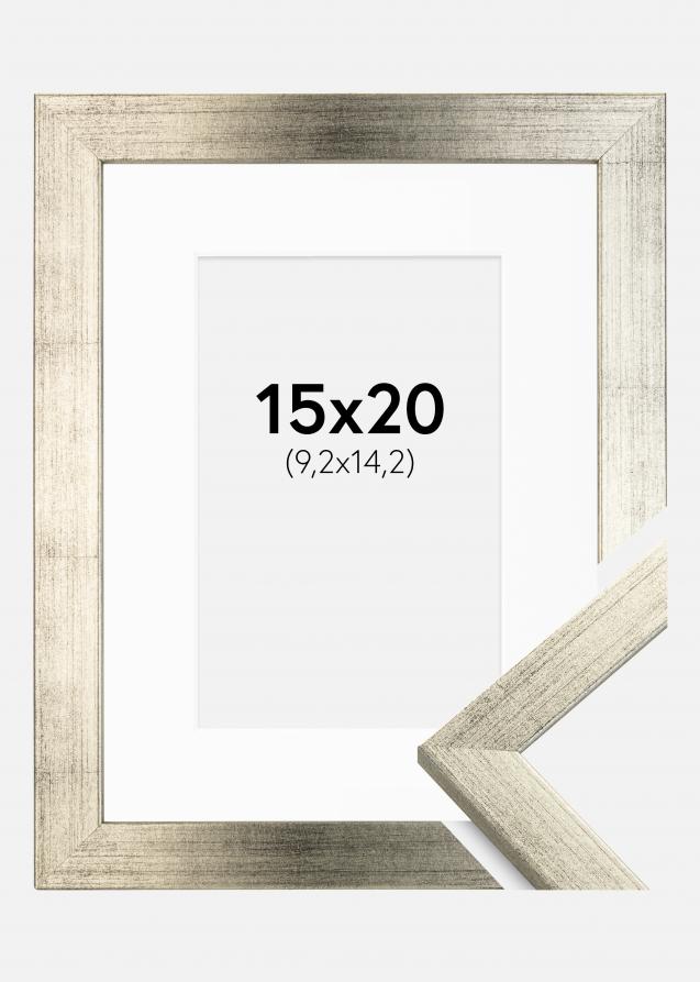 Rahmen Stilren Silber 15x20 cm - Passepartout Weiß 4x6 inches