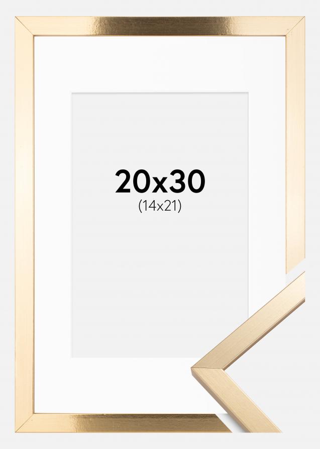 Rahmen Trendy Gold 20x30 cm - Passepartout Weiß 15x22 cm