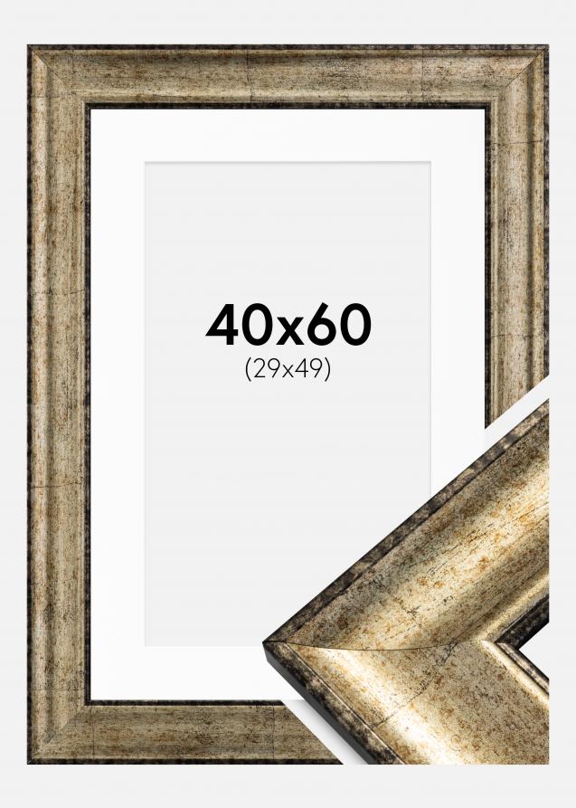Rahmen Saltsjöbaden Antik-Gold 40x60 cm - Passepartout Weiß 30x50 cm