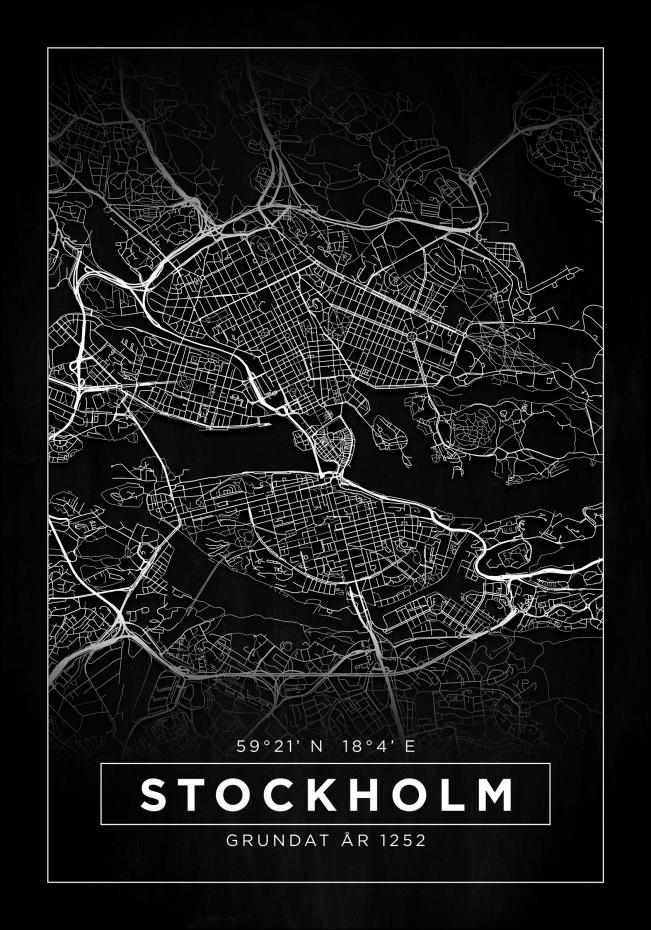 Map - Stockholm - Black Poster