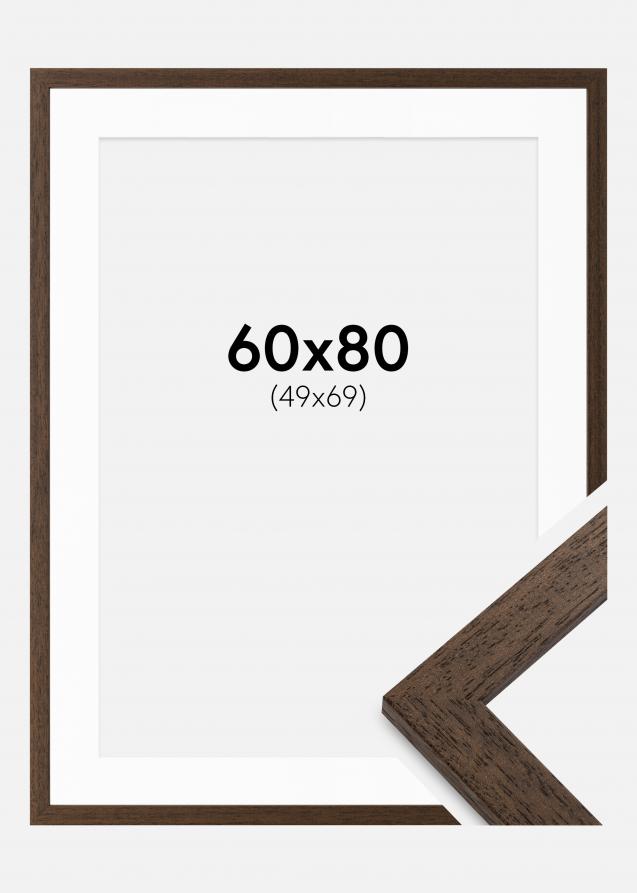 Rahmen Brown Wood 60x80 cm - Passepartout Weiß 50x70 cm