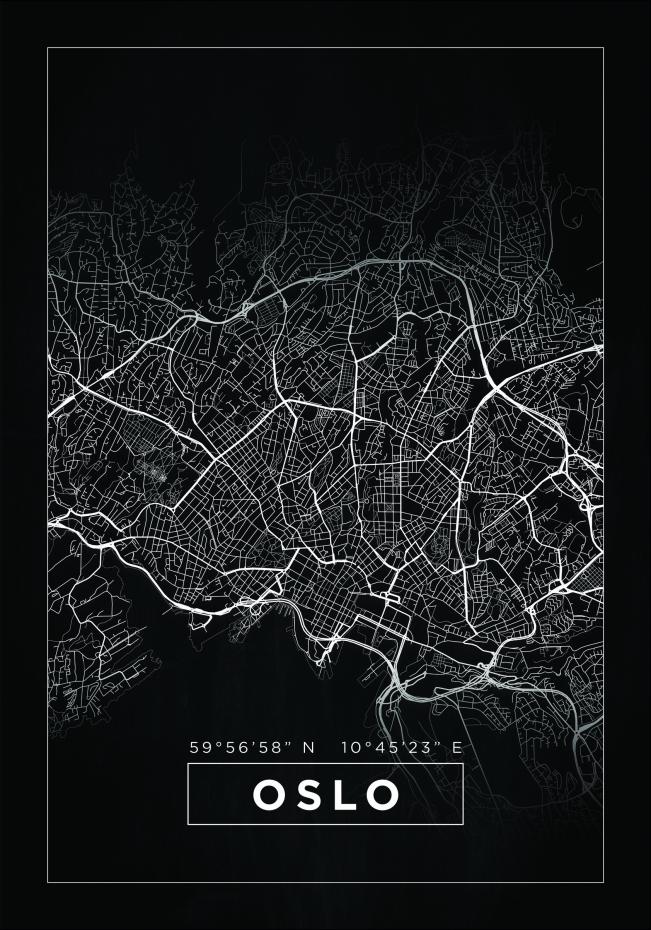 Map - Oslo - Black Poster
