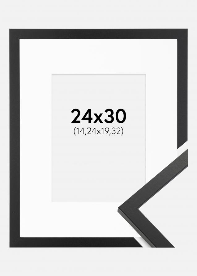 Rahmen Trendy Schwarz 24x30 cm - Passepartout Weiß 6x8 inches