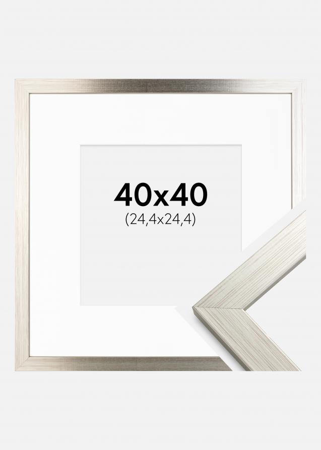 Rahmen Silver Wood 40x40 cm - Passepartout Weiß 10x10 inches