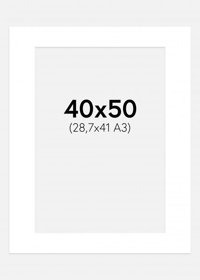 Passepartout Superweiß (weißer Kern) 40x50 cm (28,7x41 A3)