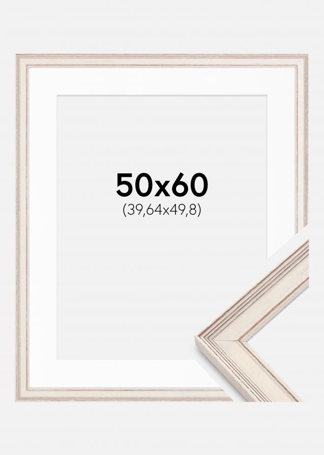 Rahmen Shabby Chic Weiß 50x60 cm - Passepartout Weiß 16x20 inches