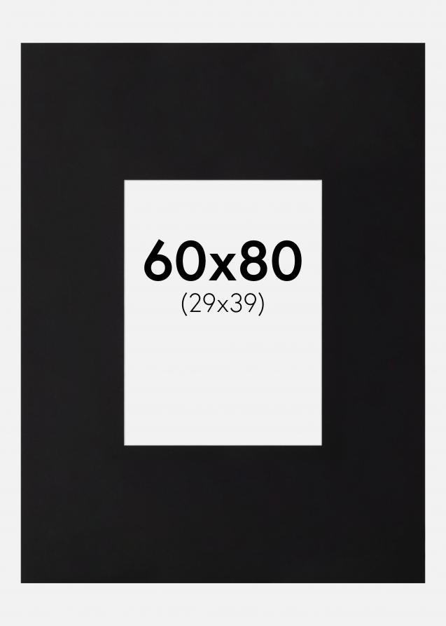 Passepartout XXL Schwarz (Weiß Kern) 60x80 cm (29x39)