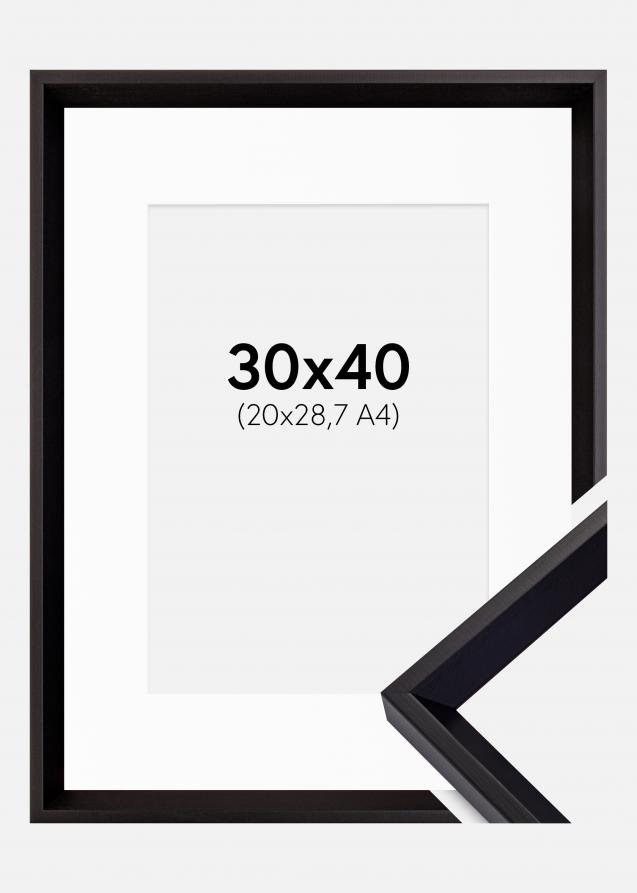 Rahmen Globe Schwarz 30x40 cm - Passepartout Weiß 21x29,7 cm (A4)