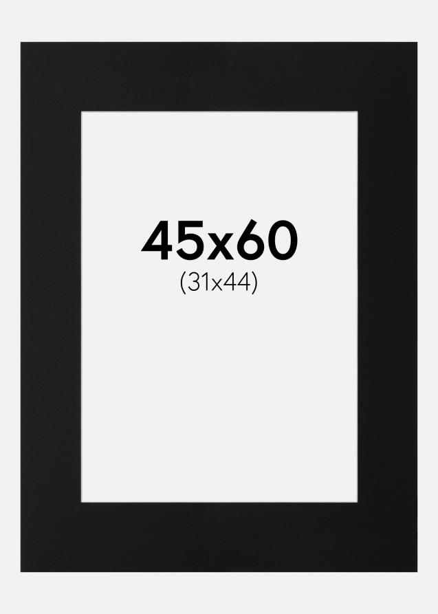 Passepartout Schwarz Standard (weißer Kern) 45x60 cm (31x44)