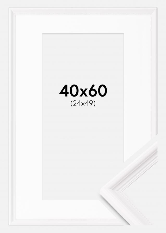Rahmen Gala Weiß 40x60 cm - Passepartout Weiß 25x50 cm