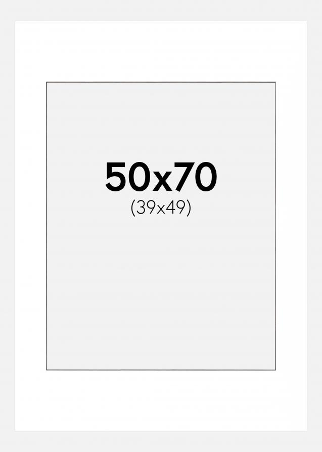 Passepartout Weiß (schwarzer Kern) 50x70 cm (39x49 cm)