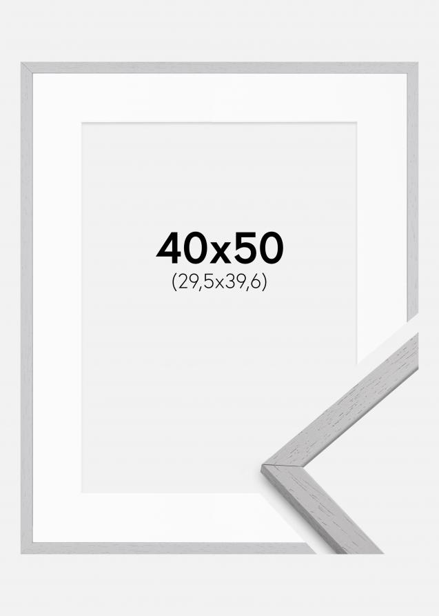Rahmen Edsbyn Grey 40x50 cm - Passepartout Weiß 12x16 inches