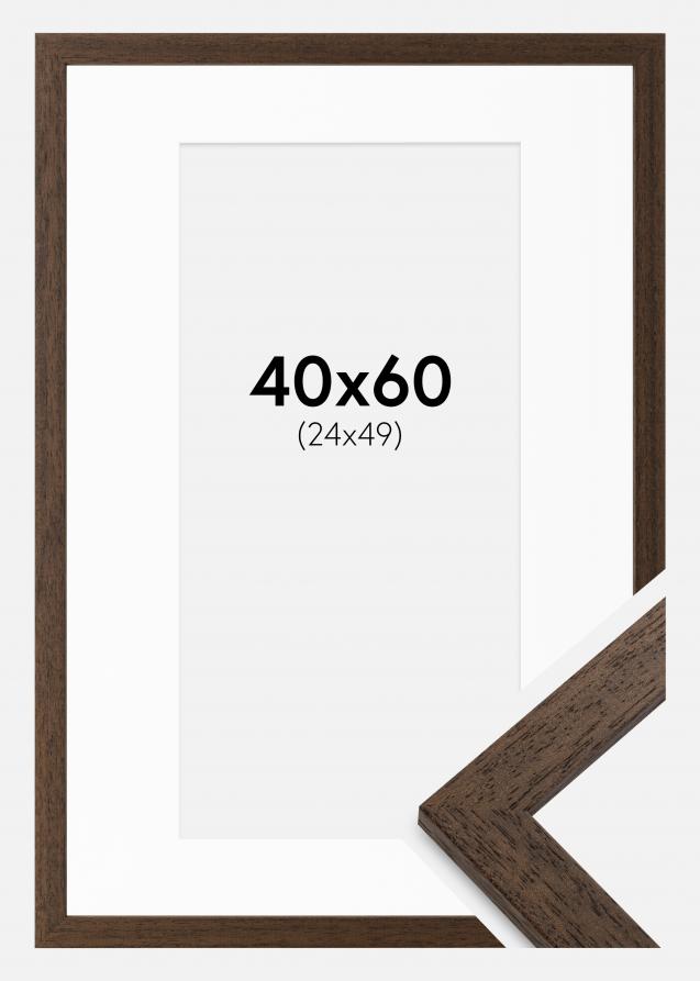 Rahmen Brown Wood 40x60 cm - Passepartout Weiß 25x50 cm