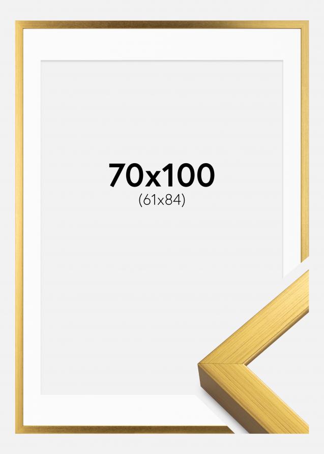 Rahmen Falun Gold 70x100 cm - Passepartout Weiß 62x85 cm
