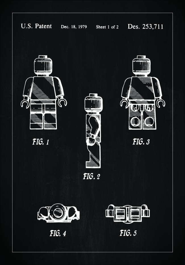 Patentzeichnung - Lego I - Schwarz Poster