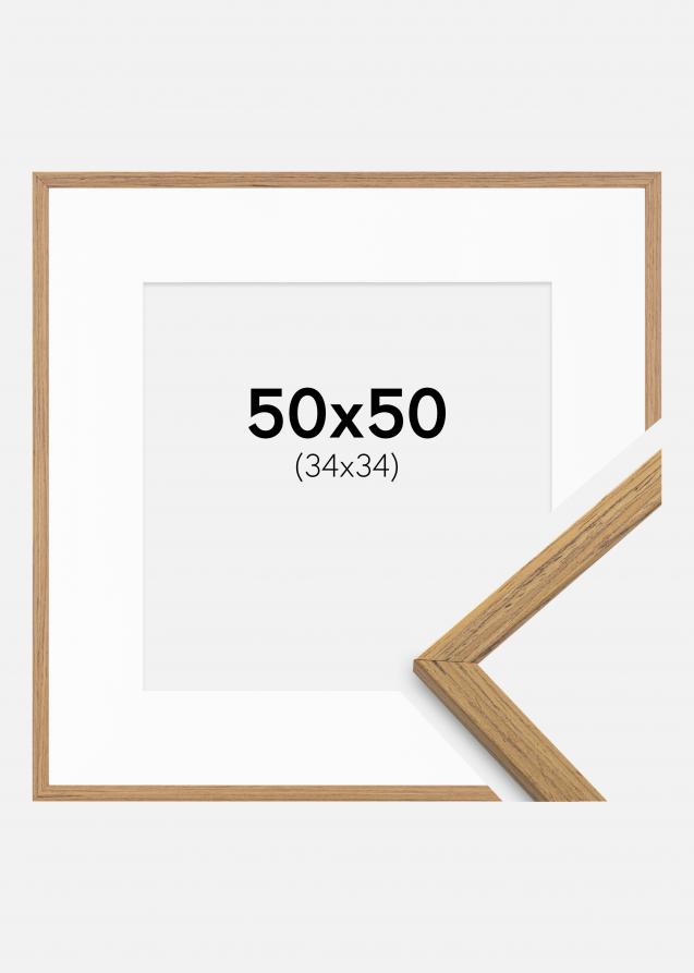 Rahmen Edsbyn Teak 50x50 cm - Passepartout Weiß 35x35 cm